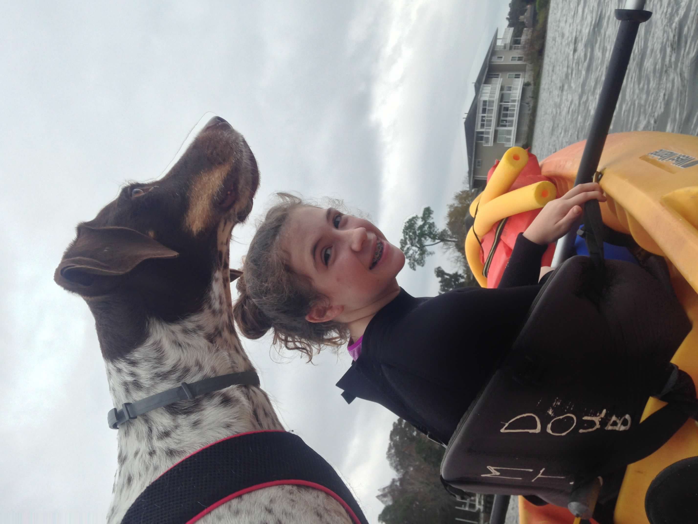 Lacy and crew at the launch — she stayed with the kayaks