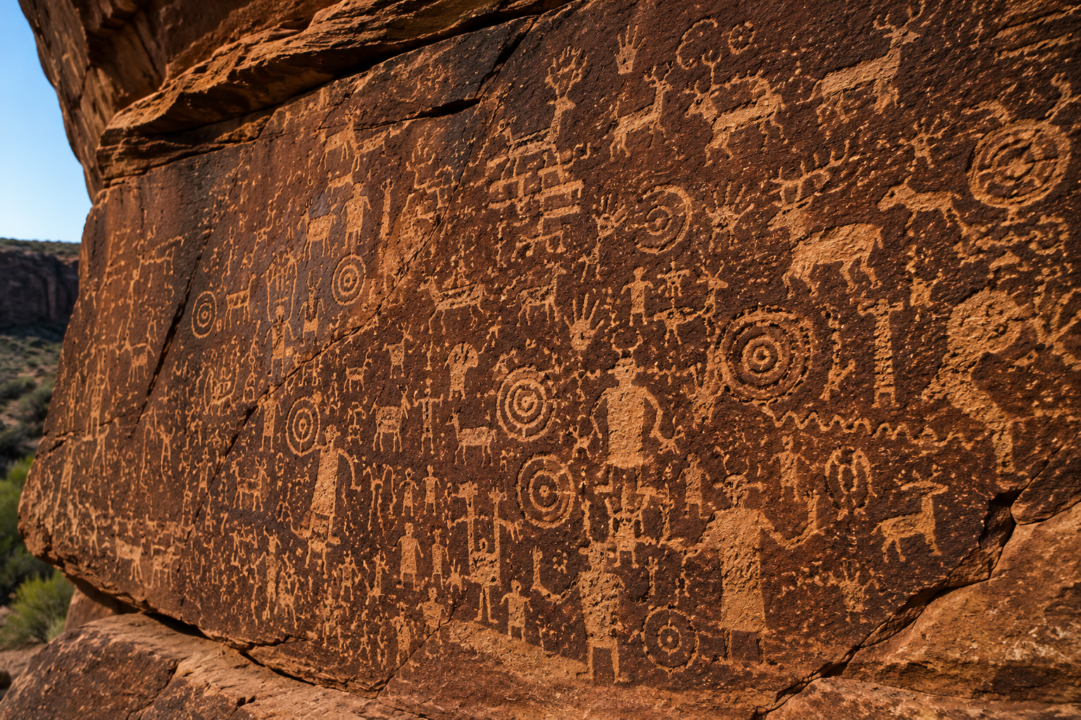 Ancient desert rock petroglyphs
