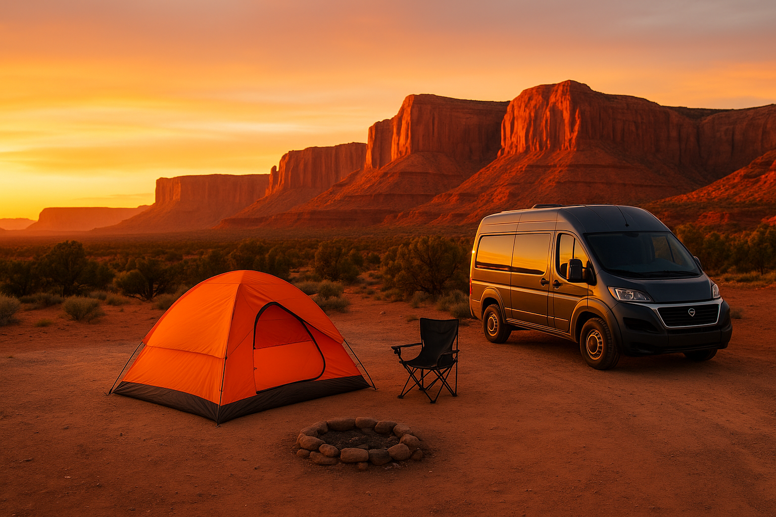 Sunset view from a free campsite outside Zion National Park