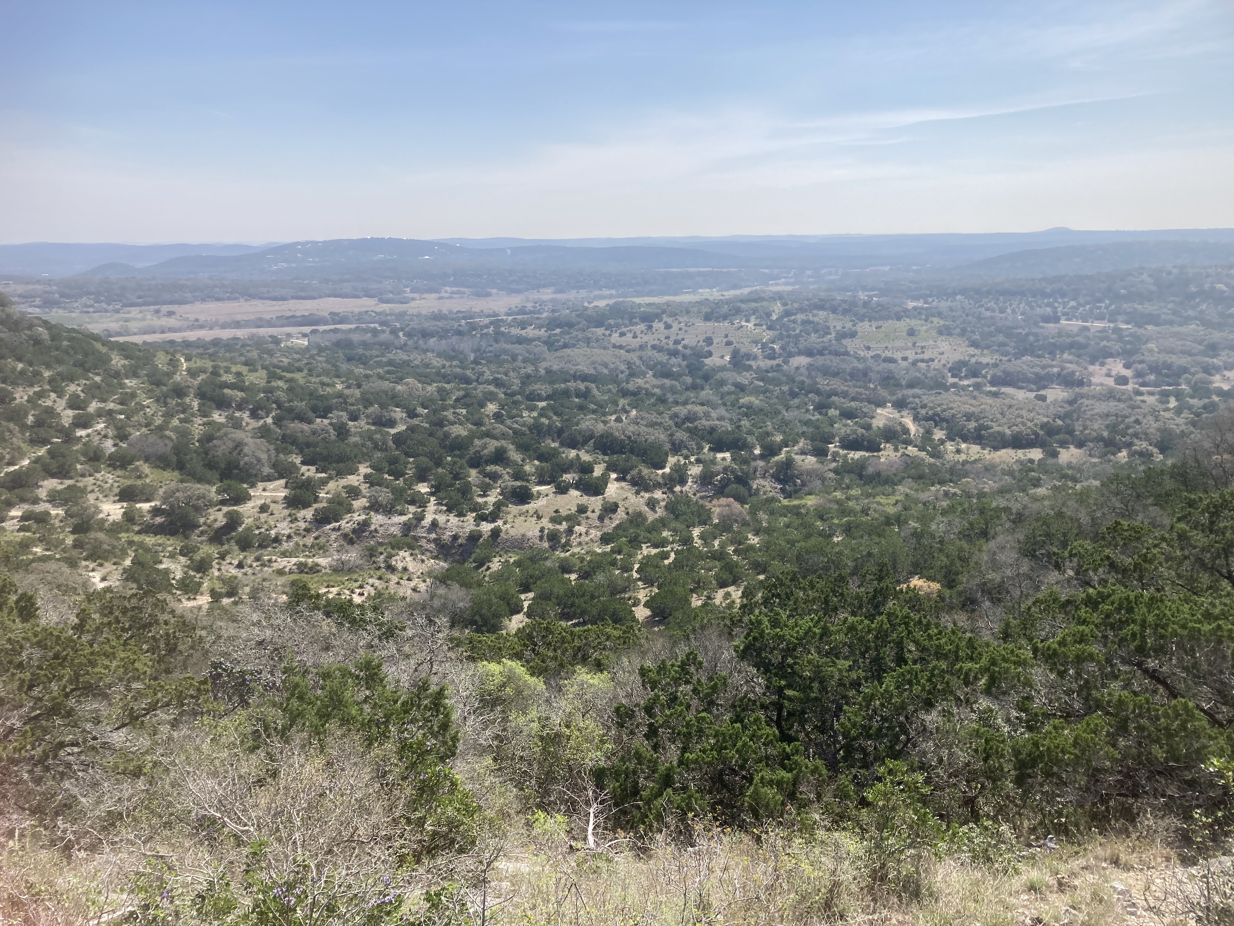 Hill Country State Natural Area — limestone hills and cedar stretching to the horizon, Bandera Texas